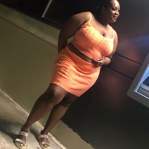 Peach Cable Knit Skirt Set